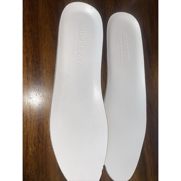 Burberry - Men's Reeth Leather House Check High-Top Sneakers White Size 12 - Picture 15 of 16